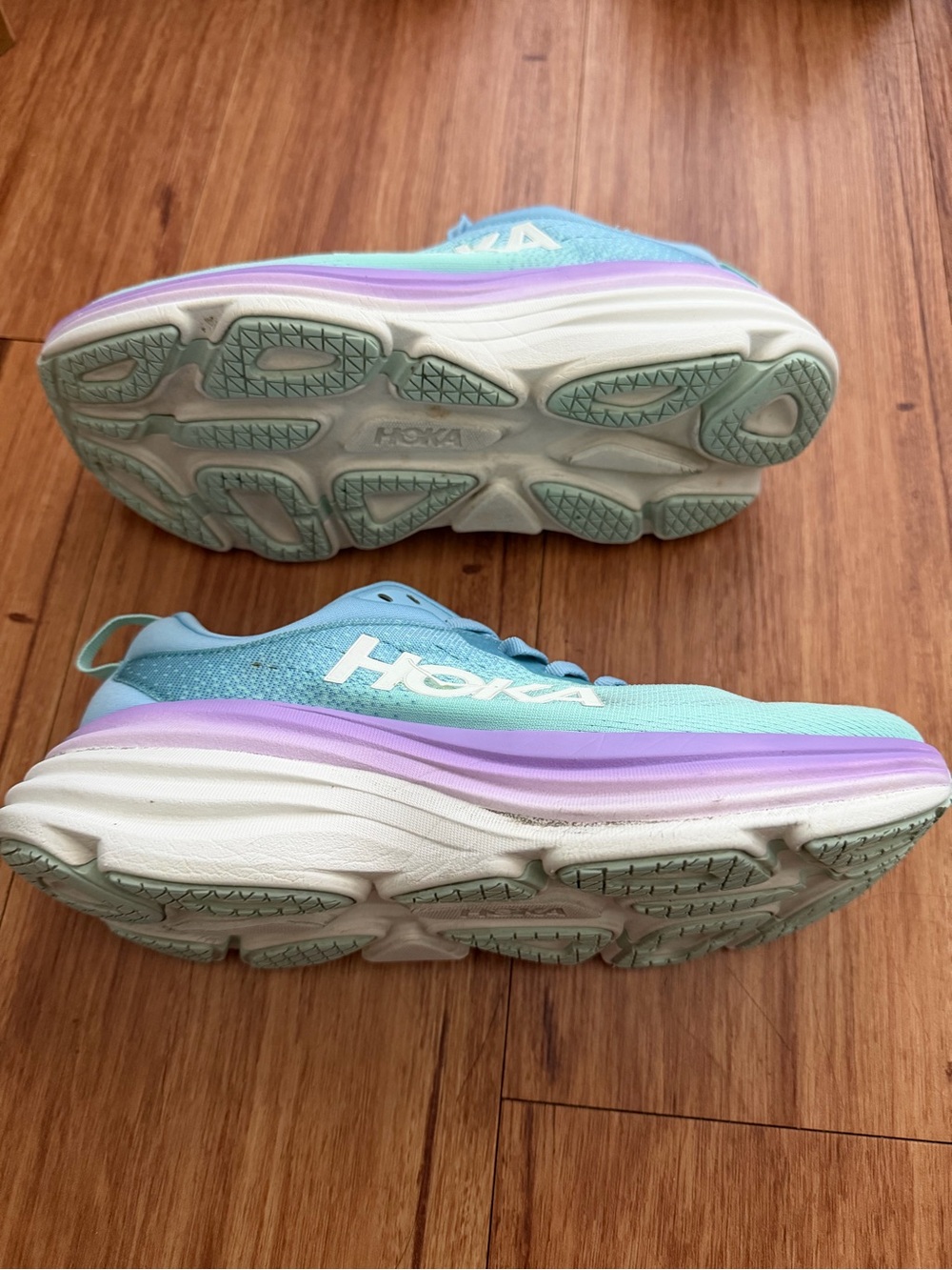 Hoka bondi 8 Women's Running Shoe in Aqua and Lavender - Picture 5 of 11